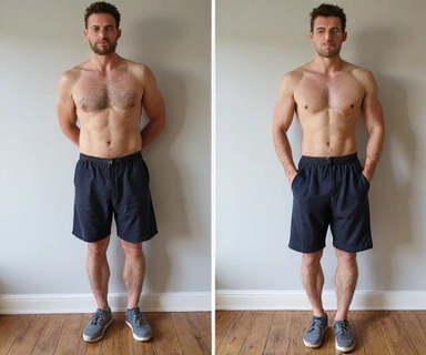 Same person, looking healthier and more fit after transformation